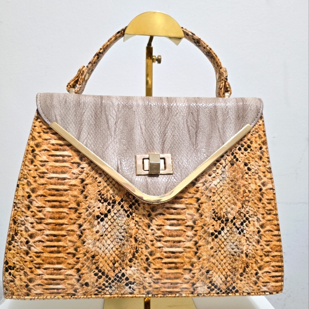 Elegant Tan and Cream Satchel